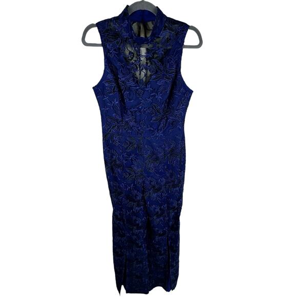 Trina Turk NWT Abasi Royal Blue Lace Embroidered Split Leg Jumpsuit Size 4 - Picture 1 of 9